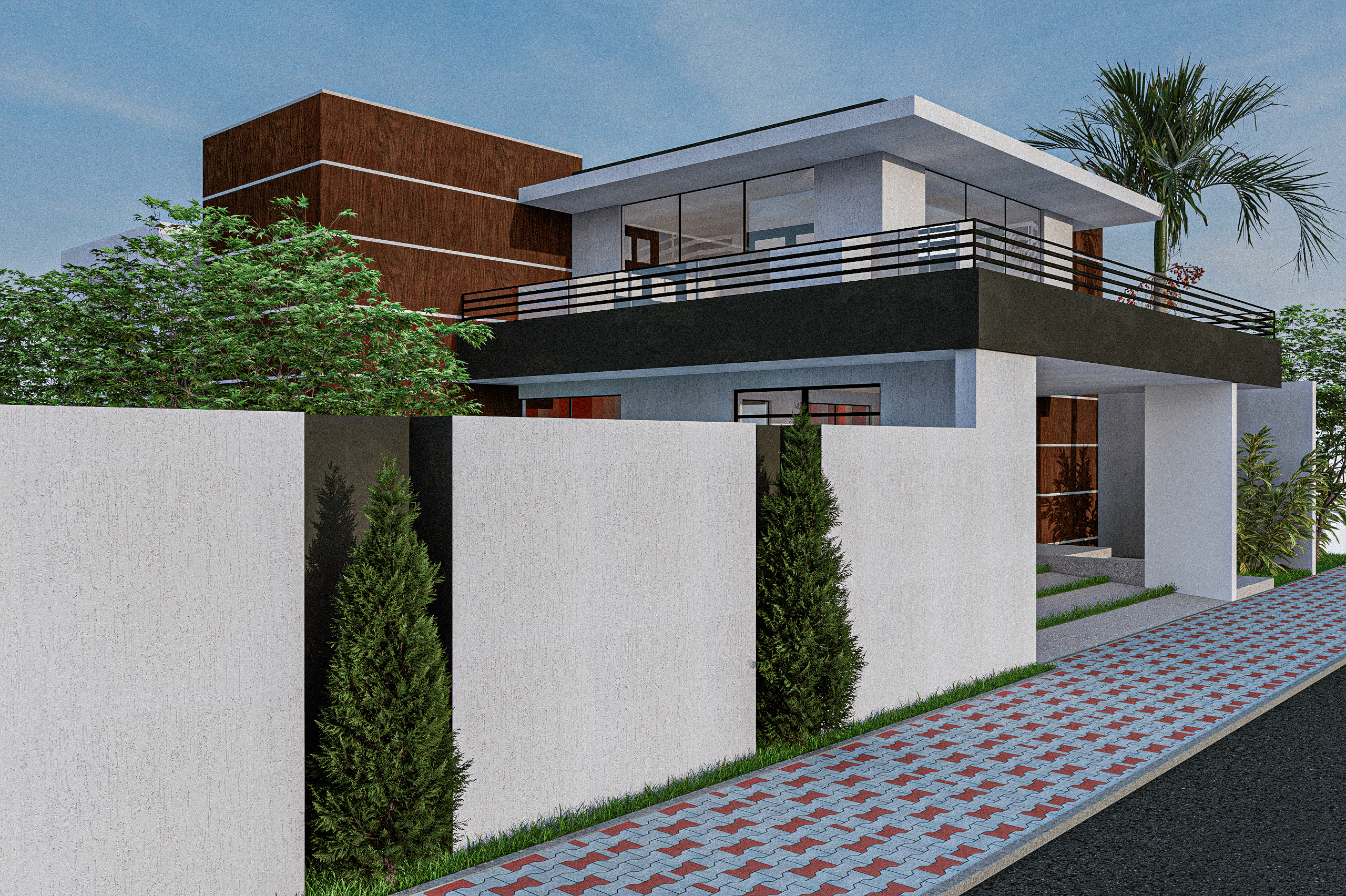 Contemporary pavers laid in a linear design, featuring neutral gray hues and sharp edges that create a sleek, modern look for patios, walkways, and courtyards.